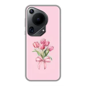 Чехол с розовым рисунком для Huawei Pura 70 Ultra (Букет цветов)