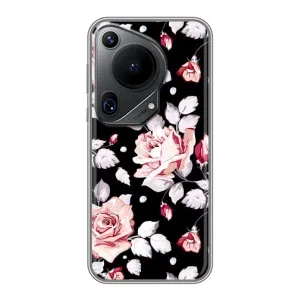 Чехлы с Цветами для Huawei Pura 70 Ultra (VPrint) (Цветочки на черном)