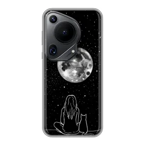 Чехол с рисунком кот на Huawei Pura 70 Ultra (Девушка с котом)