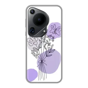 Силиконовый чехол с принтом в цветах на Huawei Pura 70 Ultra (Букет фиолетовая абстракция)
