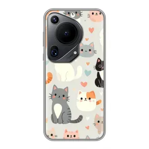 Чехол с рисунком кот на Huawei Pura 70 Ultra (Коллаж котов)
