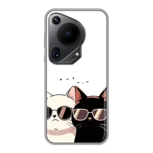 Чехол с рисунком кот на Huawei Pura 70 Ultra (Коты в очках)