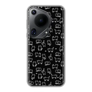 Чехол с принтом для Huawei Pura 70 Ultra (AlphaPrint) Модные коты (Меленькие котики)