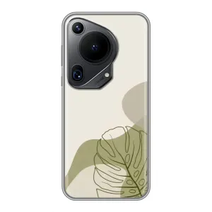 Силиконовый чехол с принтом в цветах на Huawei Pura 70 Ultra (Зеленая монстера дизайн)