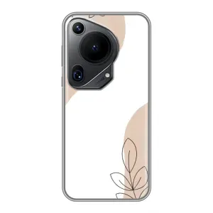 Силиконовый чехол с принтом в цветах на Huawei Pura 70 Ultra (Нюдовая веточка абстракция)