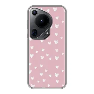 Чехол с розовым рисунком для Huawei Pura 70 Ultra (Сердечки на розовом)