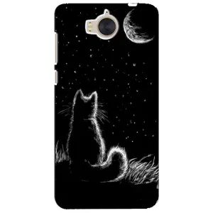 Чехол с принтом для Huawei Y5-2017, MYA (AlphaPrint) Модные коты (Котик и луна)