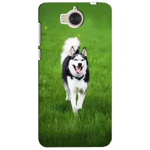 Чехол с Хаски для Huawei Y5-2017, MYA - (AlphaPrint) (Радостный Хаски)