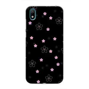 Чохол з розовим принтом для Huawei Y5 2019 (Рожеві квіти на чорному)