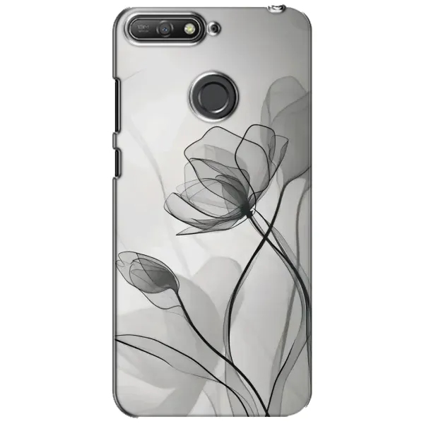 Чехол с принтом «Черные цветы» для Huawei Y6 Prime 2018
