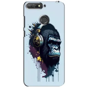Чехол с Обезьянами Huawei Y6 Prime 2018 - (AlphaPrint) (Горилла в наушниках)