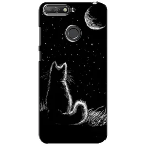 Чехол с принтом для Huawei Y6 Prime 2018 (AlphaPrint) Модные коты (Котик и луна)