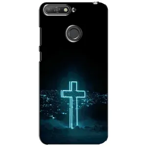 Чехол для Huawei Y6 Prime 2018 (AlphaPrint) - (Христианские) (Крест и город)