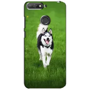 Чехол с Хаски для Huawei Y6 Prime 2018 - (AlphaPrint) (Радостный Хаски)