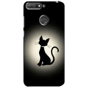 Чехол с принтом для Huawei Y6 Prime 2018 (AlphaPrint) Модные коты (Силуэт котика)