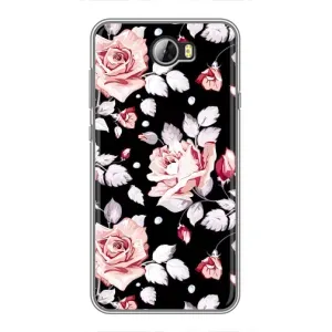 Чохли з квітами для Huawei Y5II (VPrint) (Квіти на чорному)