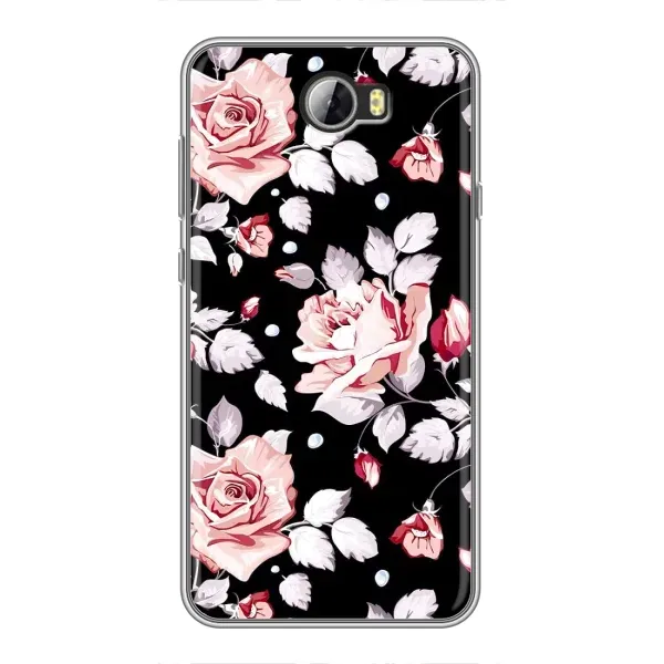 Чехол с принтом «Цветочки на черном» для Huawei Y5II