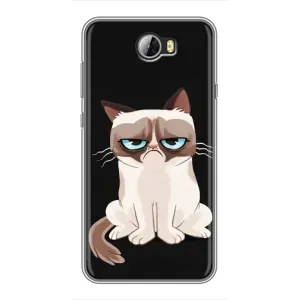 Чехол с принтом для Huawei Y5II (AlphaPrint) Модные коты (Грустный кот)