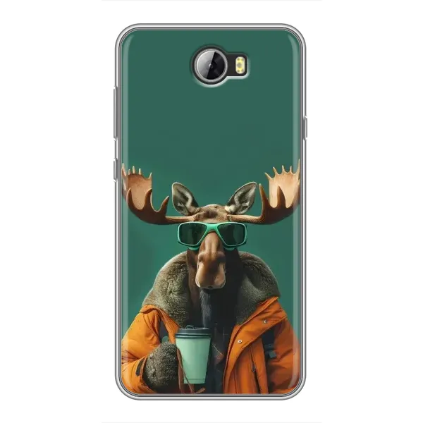 Чехол с принтом «Лось с кофе» для Huawei Y5II