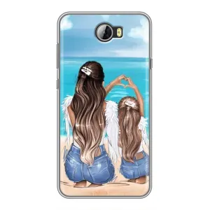 Чехол с печатью для Huawei Y5II - (Мама с ребенком) (AlphaPrint) (Мама с доченькой)