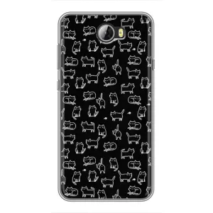 Чехол с принтом для Huawei Y5II (AlphaPrint) Модные коты (Меленькие котики)