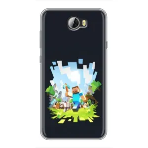 Чехол Майнкрафт на Huawei Y5II (AlphaPrint) Minecraft (персонажи Minecraft)