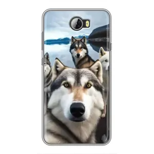 Чехол с Хаски для Huawei Y5II - (AlphaPrint) (Селфи ХАски)
