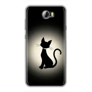 Чехол с принтом для Huawei Y5II (AlphaPrint) Модные коты (Силуэт котика)