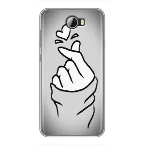 Чехол с принтом для Huawei Y5II (AlphaPrint - Знак сердечка) (Значок Love)