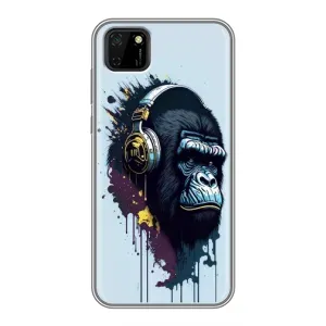 Чехол с Обезьянами Huawei Y5p - (AlphaPrint) (Горилла в наушниках)
