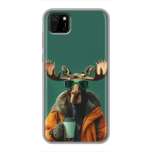 Чохол з принтом стильні тварини для Huawei Ү5р (Лось з кавою)