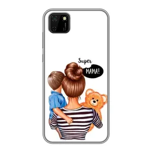 Чехол с печатью для Huawei Y5p - (Мама с ребенком) (AlphaPrint) (Мама с сыном)