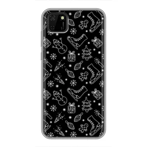 Новогодние, Праздничные Чехлы для Huawei Y5p - 2024 год (Новогодний фон)