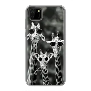 Силиконовый чехол с КАРТИНКАМИ лето для Huawei Y5p (AlphaPrint) (Жирафы в очках)