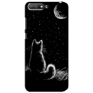 Чохол з принтом для Huawei Y6 2018 (AlphaPrint) Модні коти (Котик і місяць)
