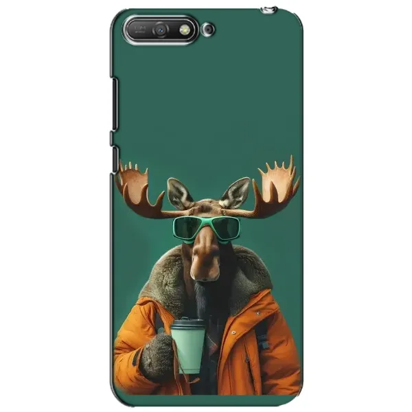 Чехол с принтом «Лось с кофе» для Huawei Y6 2018