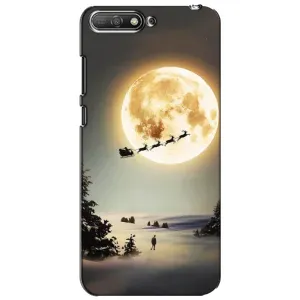 Новогодние, Праздничные Чехлы для Huawei Y6 2018 - 2024 год (Санта на луне)