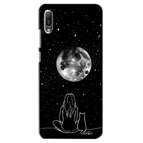Чохол з принтом «Дівчина з котом» для Huawei Y6 2019