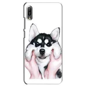 Чехол с Хаски для Huawei Y6 2019 - (AlphaPrint) (Хаски улыбака)