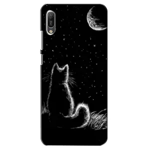 Чехол с принтом для Huawei Y6 2019 (AlphaPrint) Модные коты (Котик и луна)