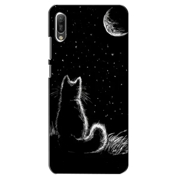 Чехол с принтом «Котик и луна» для Huawei Y6 2019