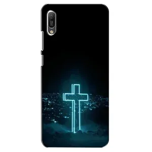 Чехол для Huawei Y6 2019 (AlphaPrint) - (Христианские) (Крест и город)