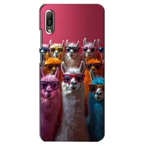 Чехол с принтом стильные животные для Хуавей Y6 2019 (Ламы в очках)