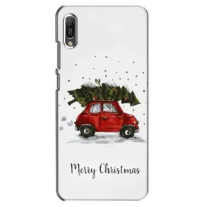 Рождественские, Праздничные Чехлы для Хуавей Y6 2019 (Машина с елкой)