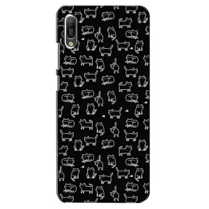 Чехол с принтом для Huawei Y6 2019 (AlphaPrint) Модные коты (Меленькие котики)
