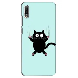 Чехол с принтом для Huawei Y6 2019 (AlphaPrint) Модные коты (Падающий кот)