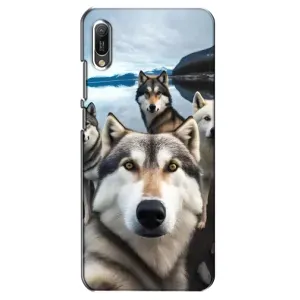 Чехол с Хаски для Huawei Y6 2019 - (AlphaPrint) (Селфи ХАски)