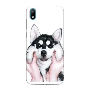 Чехол с Хаски для Huawei Y6 Pro (2019)/ Y6 Prime 2019 - (AlphaPrint) (Хаски улыбака)
