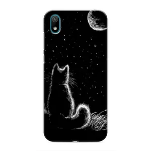 Чохол з принтом для Huawei Y6 Pro (2019)/ Y6 Prime 2019 (AlphaPrint) Модні коти (Котик і місяць)