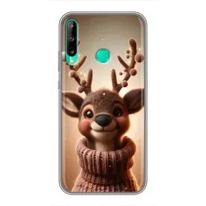 Яркий чехол для Huawei Y6p с Зимними Оленятами (Олень в свитере)